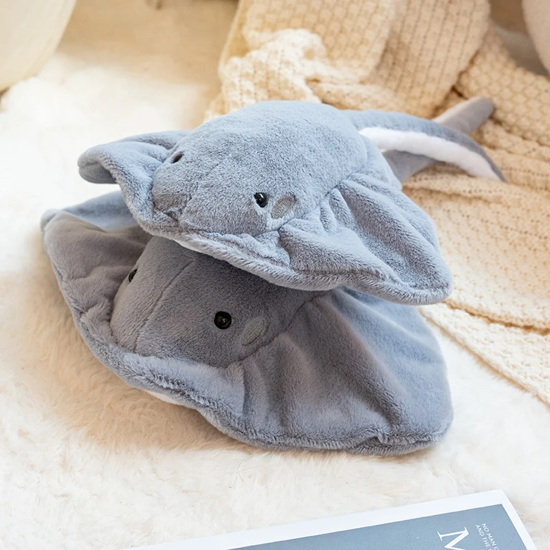 35/42CM Kawaii Marine Life Stingray Plush Toy Kawaii Grey Devil Ray Soft Stuffed Animal Doll Birthday Gift For Child