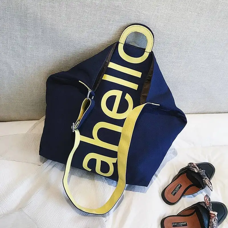 Big Bag Female 2018 New Canvas Women\'s Fashion Letters Portable Tote Bag Broadband Wild Large Capacity Handbag