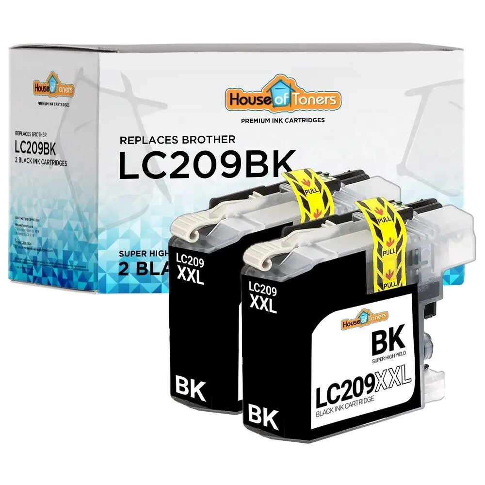 2-pk lc209bk xl cartucho de tinta compatível preto para a impressora do irmão MFC-J5720DW