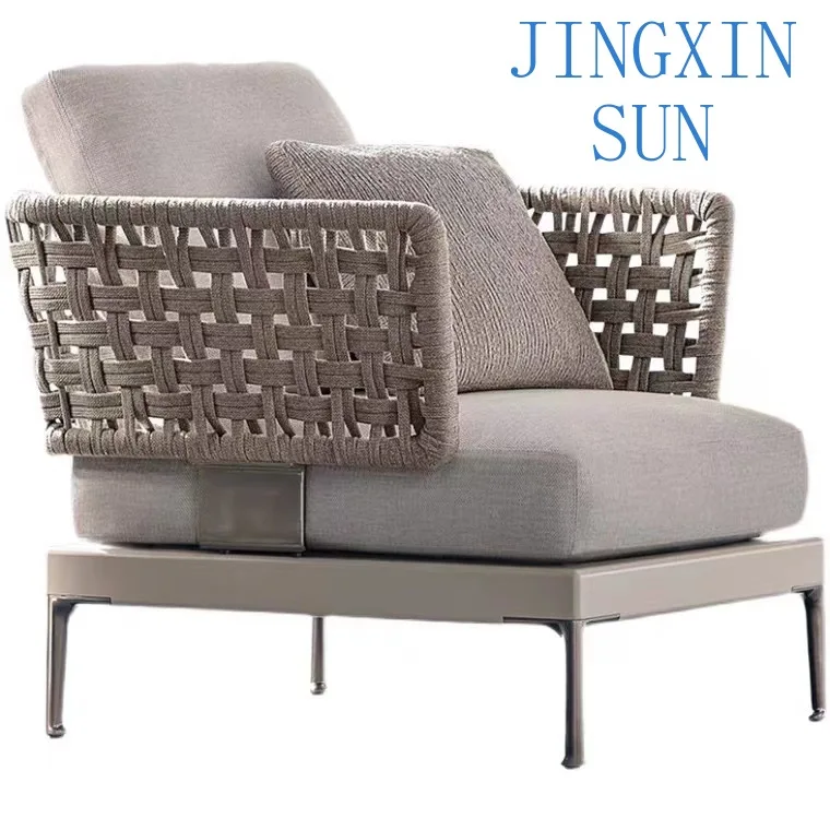 Outdoor teak rattan sofa, villa courtyard leisure furniture, garden balcony waterproof rattan chair