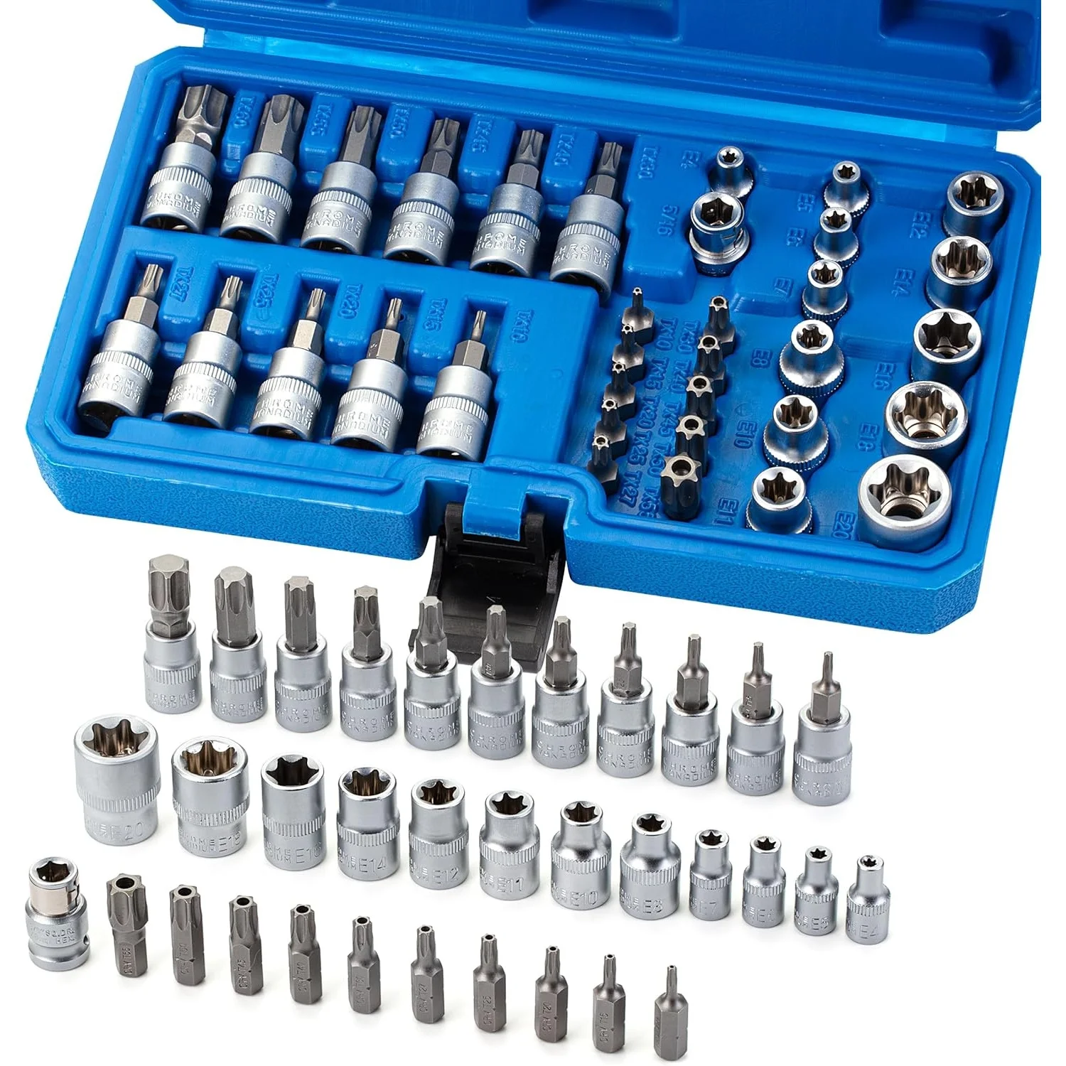 Torx Bit Socket And E-Torx Star Socket Set 1/4