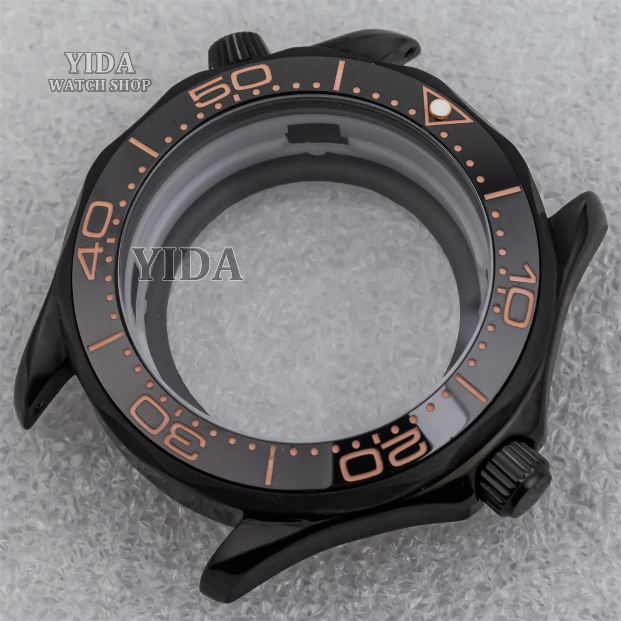

41MM NH35 Case PVD Black case Ceramic Bezel For Seamaster 300 NH35 NH36 Automatic Movement 10ATM Waterpoof Modified Replacements