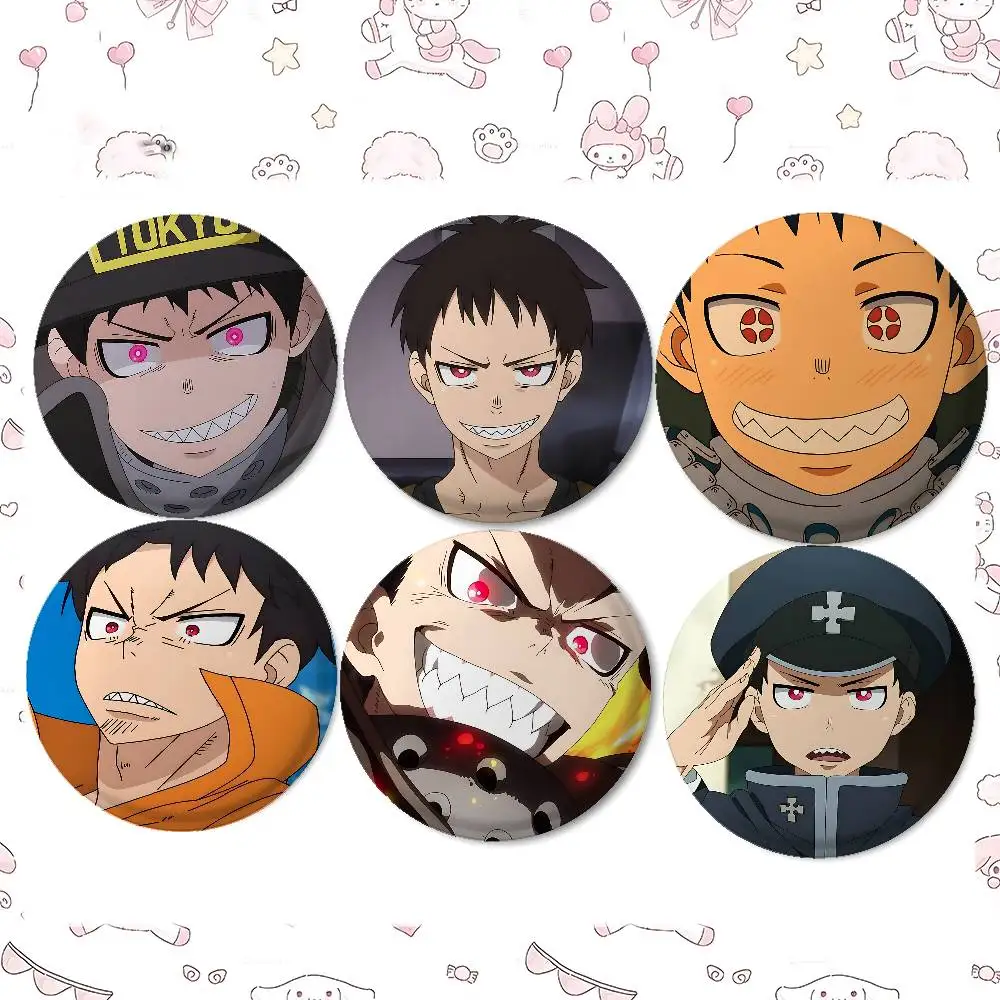 Cartoon Shinra Kusakabe Badges Peripheral Lapel Pins Tinplate Round Brooch For Shoulder Bag Accessories Souvenir Gifts