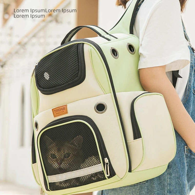 Large Capacity Portable Outdoor Canvas Dog Carrier Bag Pet Cat Backpack Space Capsule Breathable Box Cage Travel Handbag 10kg