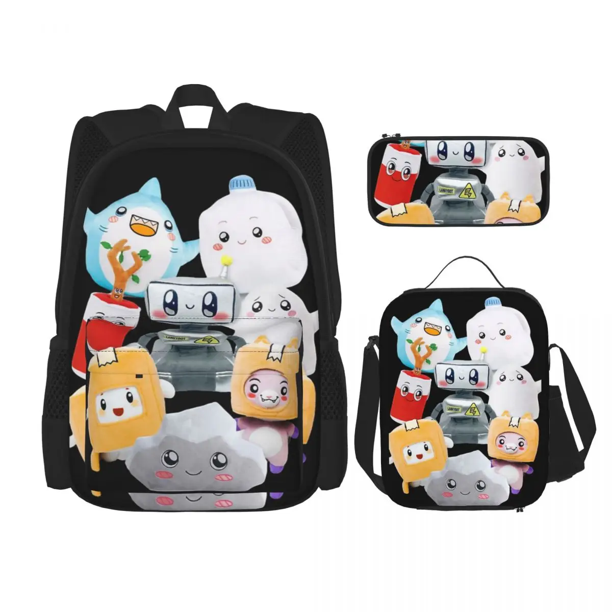 Rocky Lankybox Lanky Box Backpacks Boys Girls Bookbag Students School Bags Kids Rucksack Lunch Bag Pen Bag Three-Piece Set