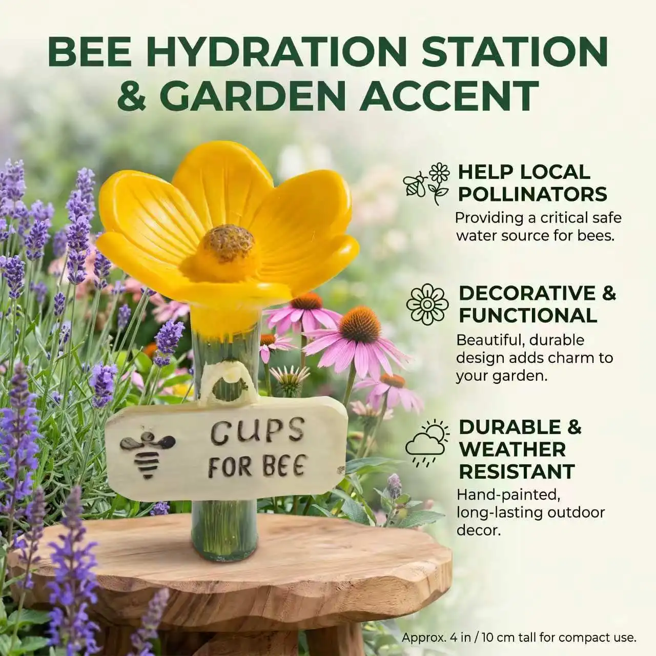 2026 NEW Cute Flower Shaped Bee Watering Station Outdoor Garden Resin Butterfly Feeder Insect Drinking Bowl For Yard Decoration