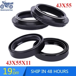 43x55x11 43 55 11 Fork Oil Seal & 43 55 Dust Cover For Yamaha FZ6 S2 FZS1000 FAZER MT01 1600 YZF-R1M YZF-R1 M 2001-2012 2013
