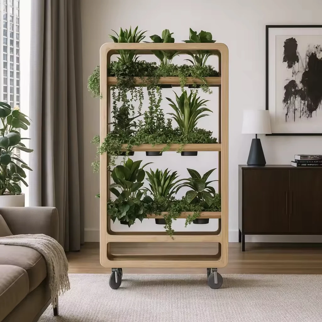 Mobile Plant Stands with Melamine Surface & E0 Particleboard - Multi-Layer Design for Office, Home and Commercial Office
