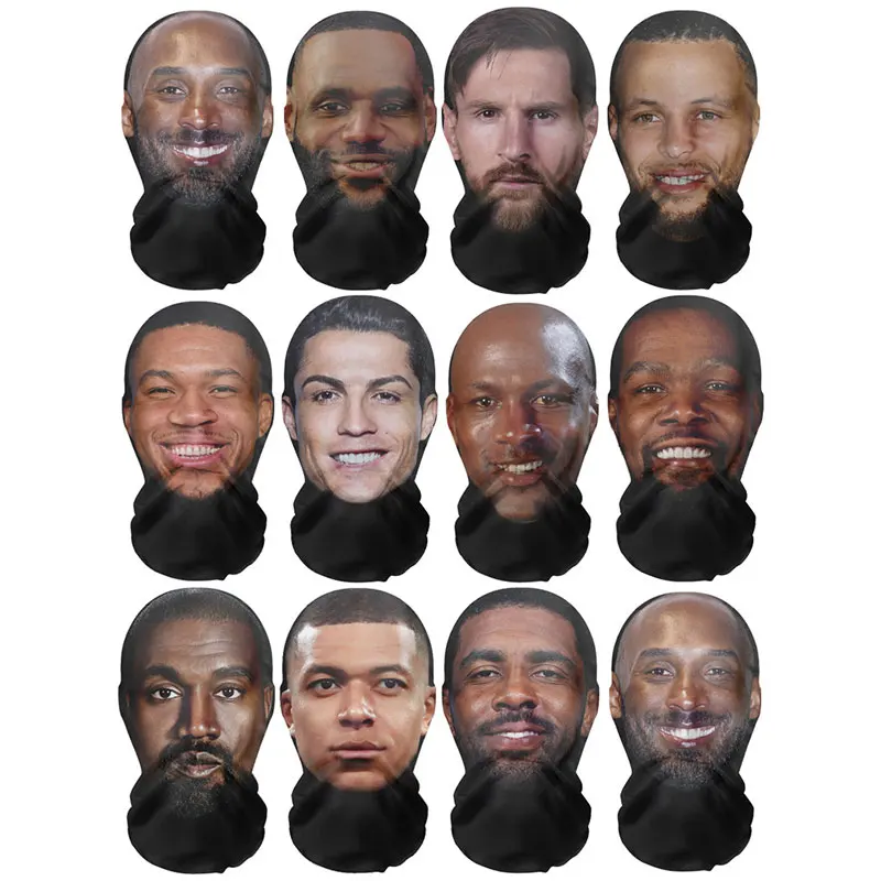 Funny Celebrity Face Masks 3D Printed Kevin Durant Pattern ﻿Balaclava Headcovers Party Cosplay Props Mesh Full Face Masks