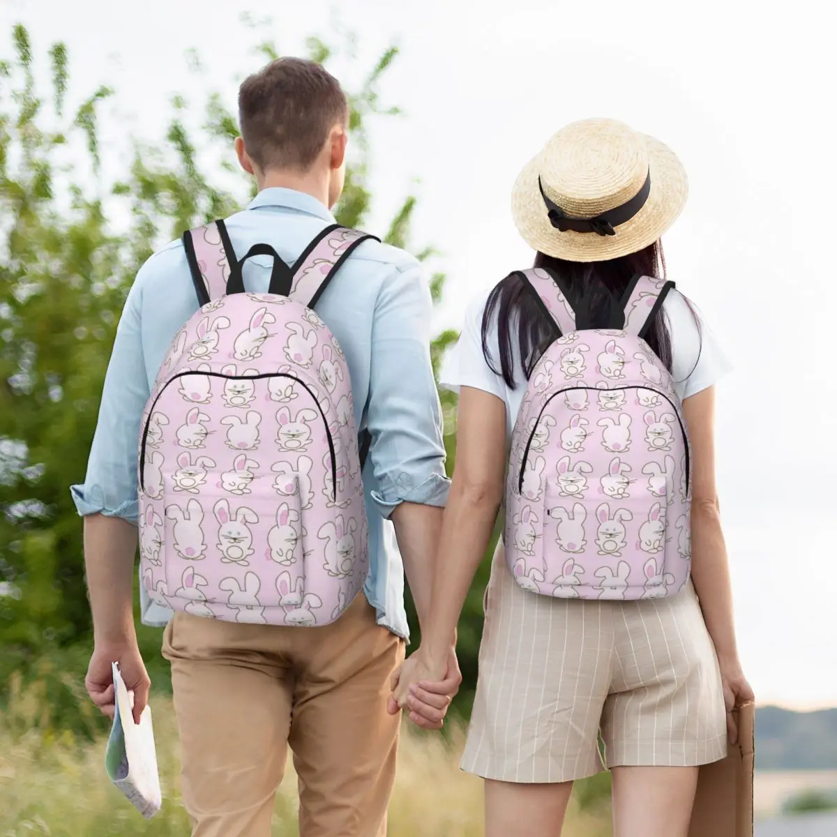 Bookbag animal dos desenhos animados para crianças pré-escolares, padrão coelho, mochila leve, estudante do jardim de infância, menino e menina