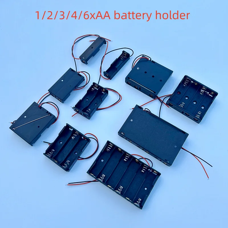 AA Battery Holder 1/2/3/4/6xAA LR6 HR6 Series Cable Battery Box 14500 Battery Holder Uncovered DIY Toy Accessories