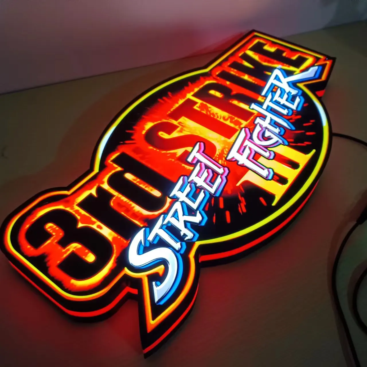 Street Fighter Logo Lightbox Light Sign Custom Wall Decor for Business Shop Hanging 12 Inch Kids Nightlight 3D Print Gift