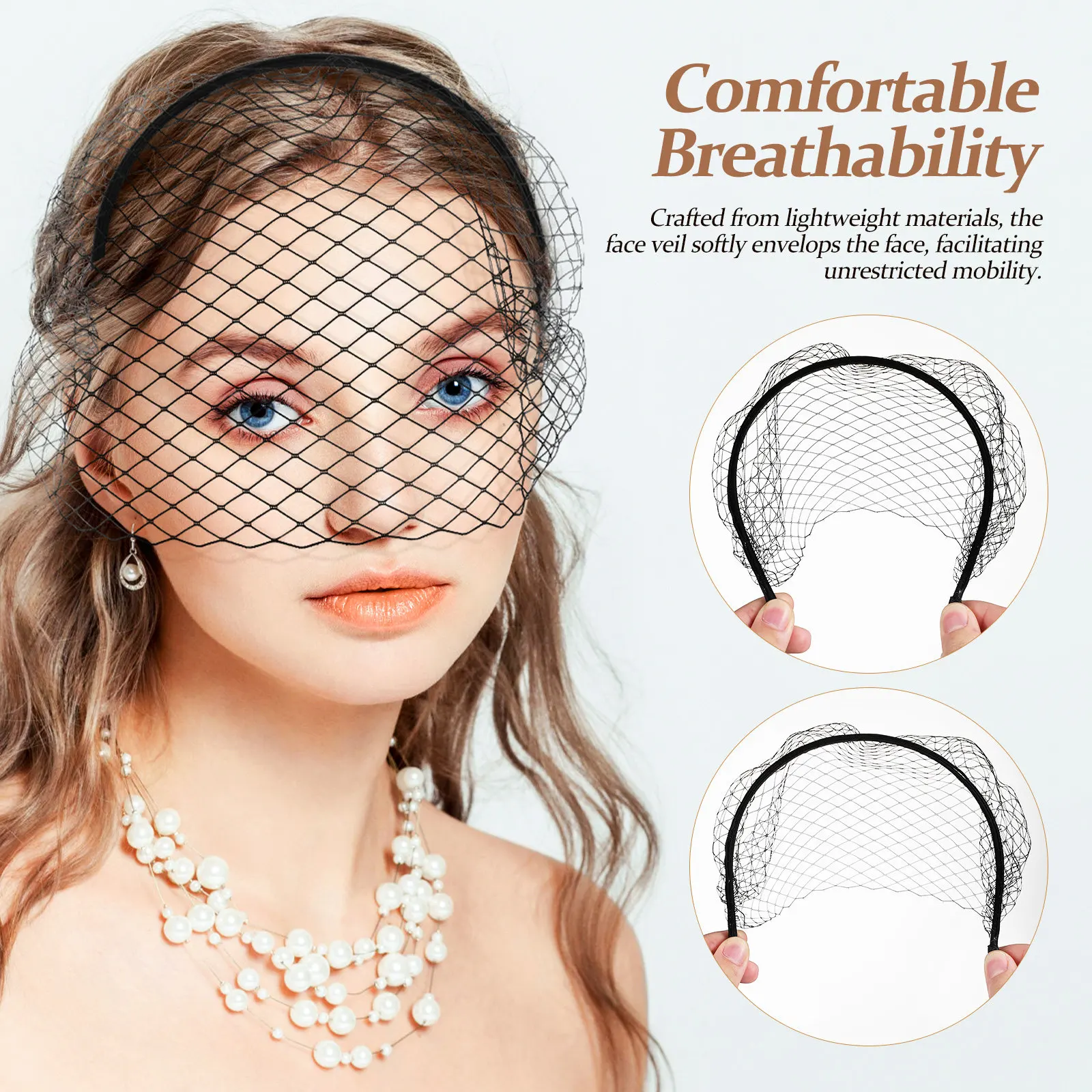 Veil Headband Flapper Birdcage Fascinator Short Mesh Bridal Hair Net Wedding Party Tea Party Headdress Fascinator Headband