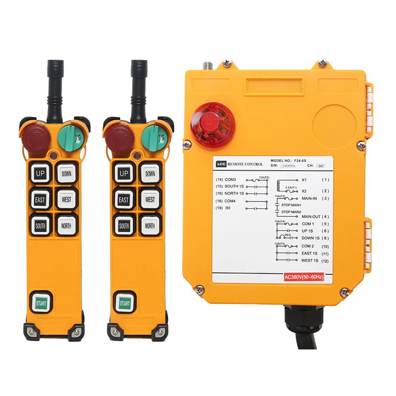 

Беспроводной промышленный пульт дистанционного управления LCC F24-6S с 6 кнопками для одноканальных кранов, водонепроницаемый IP65