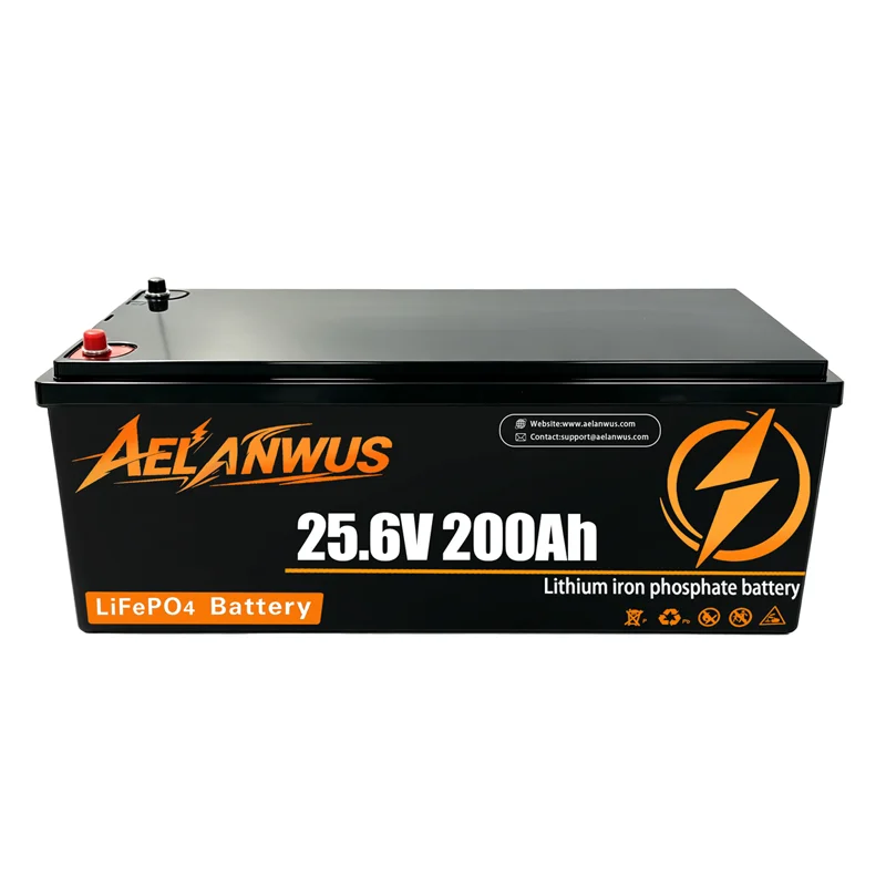 24V 200Ah LiFePO4 Lithium Battery Built-in 200A BMS 5.12kWh Capacity 15000 Cycles for RV Home Backup Energy Solar Off-grid System