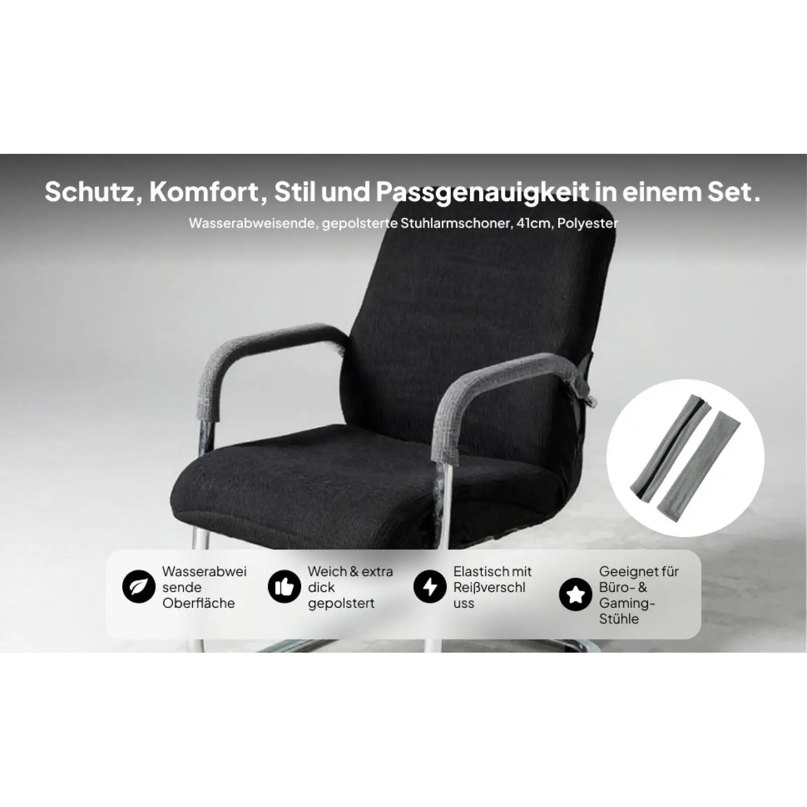 Office Chair Arm Cover Armrest Covers Universal, Comfortable Removable Elastic Arm Riser Arm Pad Computer Chair Slipcovers