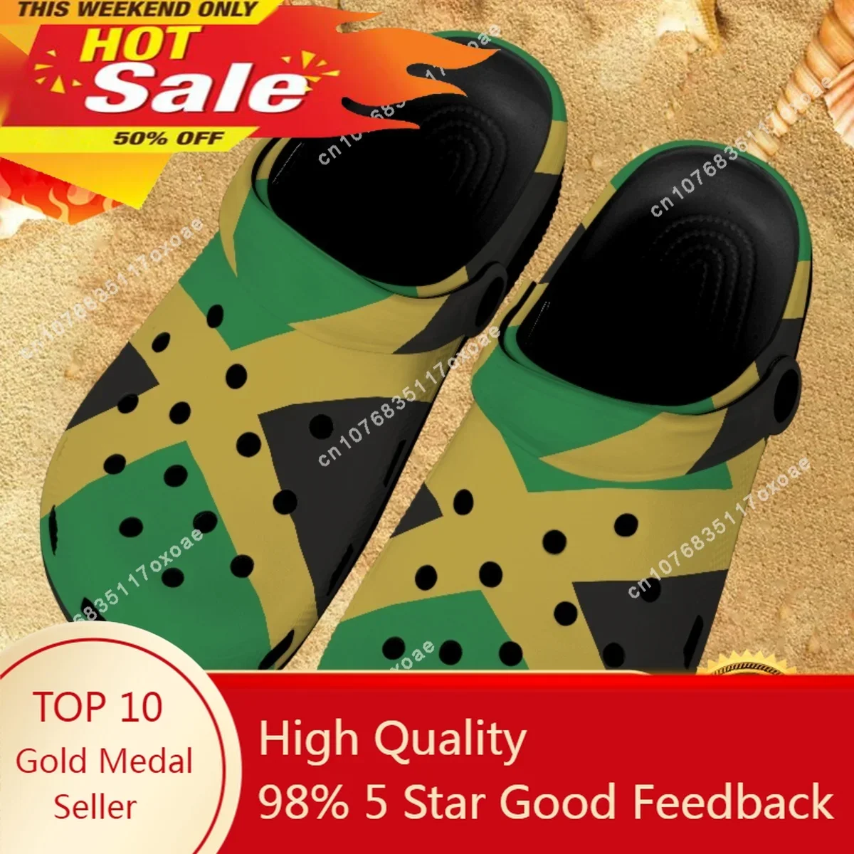 

Jamaica Flag Design Ladies Sandals Comfortable Non-slip Heel Strap Slippers Home Lightweight Garden Shoes Clogs Zapatos Plano