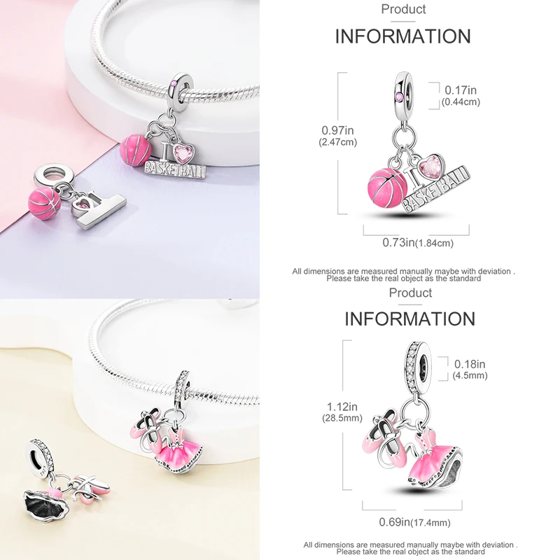 925 Sterling Silber Rosa Charm-Perlen Parfüm Katze Kaffeetasse High Heel Spielcontroller Cupcake DIY Armband Geschenk für Frauen – Detail 15