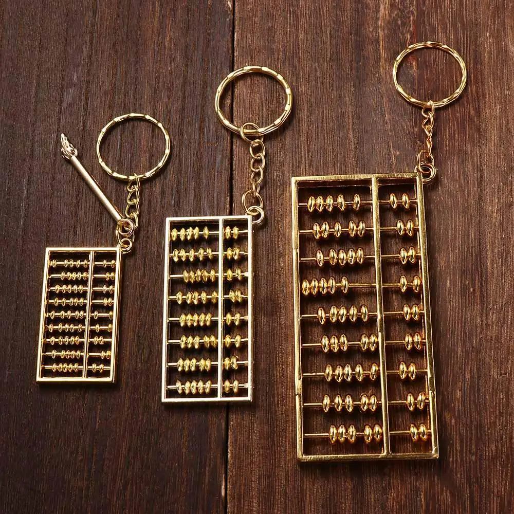 Retro Crafts Alloy Abacus Pendant Gold-plated Removable Abacus Keychain Fortune-attracting Calculator Ornament Desktop