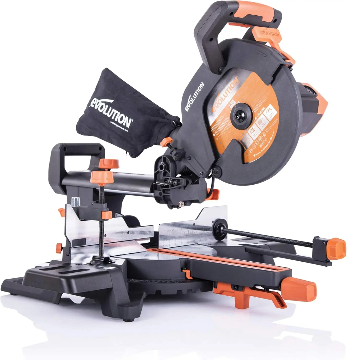 Evolution Power Tools R255SMS+ PLUS 10-Inch Sliding Miter Saw Plus Multi-Material Multi-Purpose Cutting Cuts Metal Plastic Wood