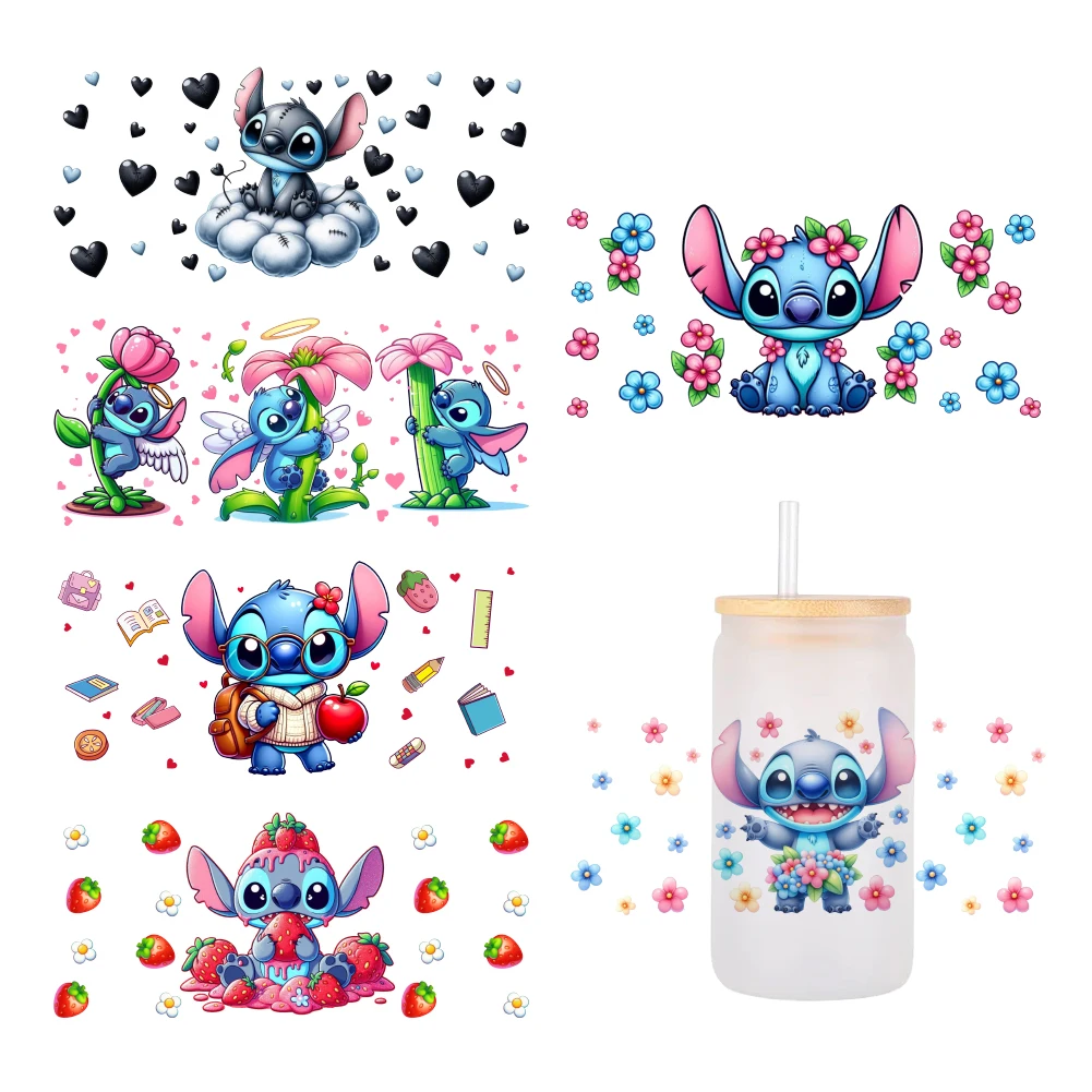 

Personalize Lilo And Stitch UV DTF Sticker For 16oz GlassCup Can Wrap Transfer Decal Sticker Custom Labels DIY Logo Selfadhesive