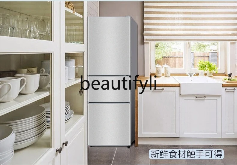 

Household energy-saving three-door door with soft freezer three-door refrigerator for renting dormitory large capacity