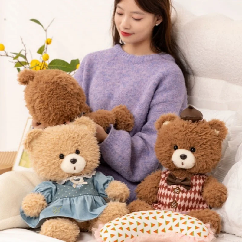 25/35cm 暖かいふわふわのテディベアぬいぐるみ 超キュートで柔らかい小さなクマのぬいぐるみ服を着た子供の誕生日プレゼントクリスマスプレゼント