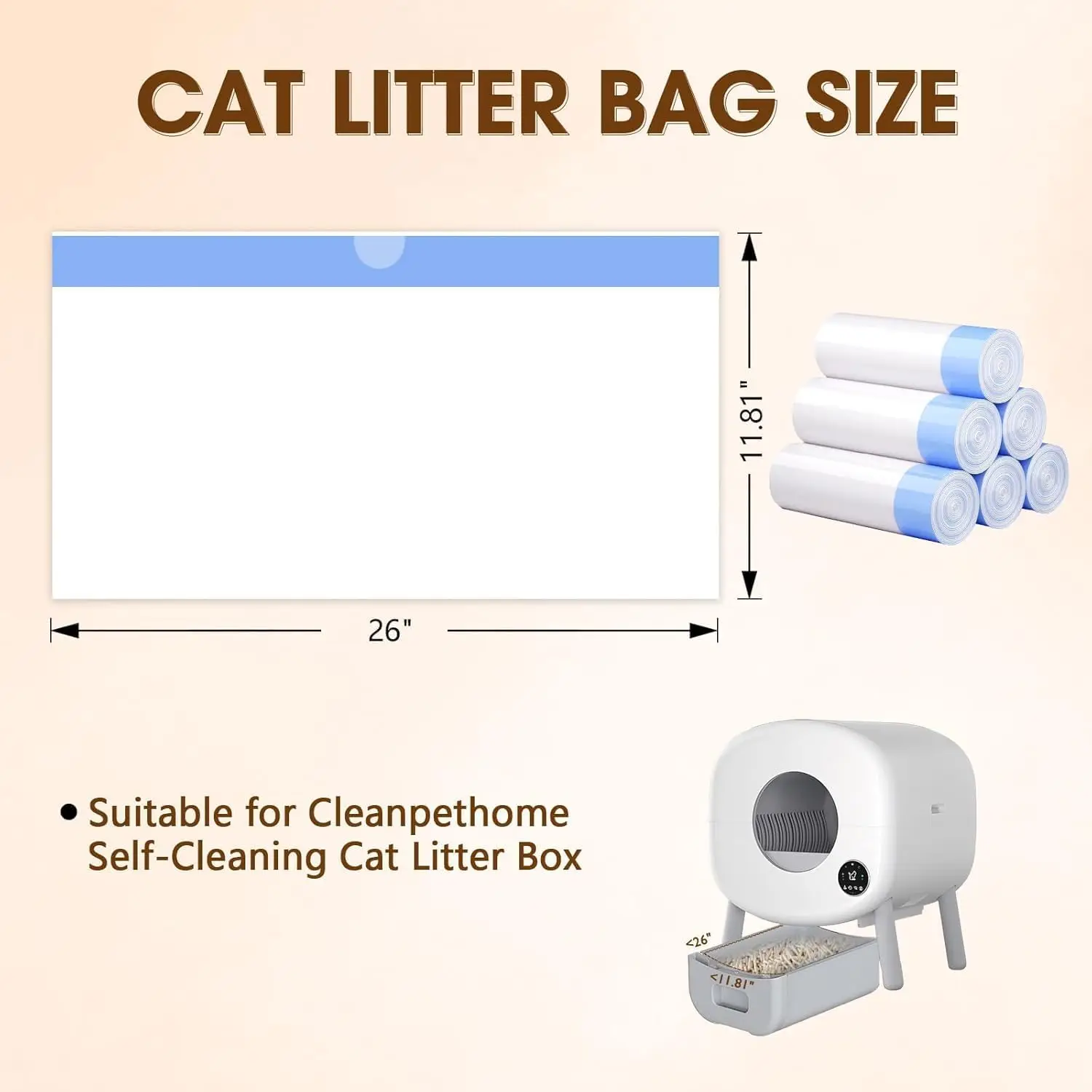 120 Count Litter Box Liners for ZeaCotio and Fsitego Self Cleaning Box, Extra Thick Heavy Duty Cat Bags Replacement