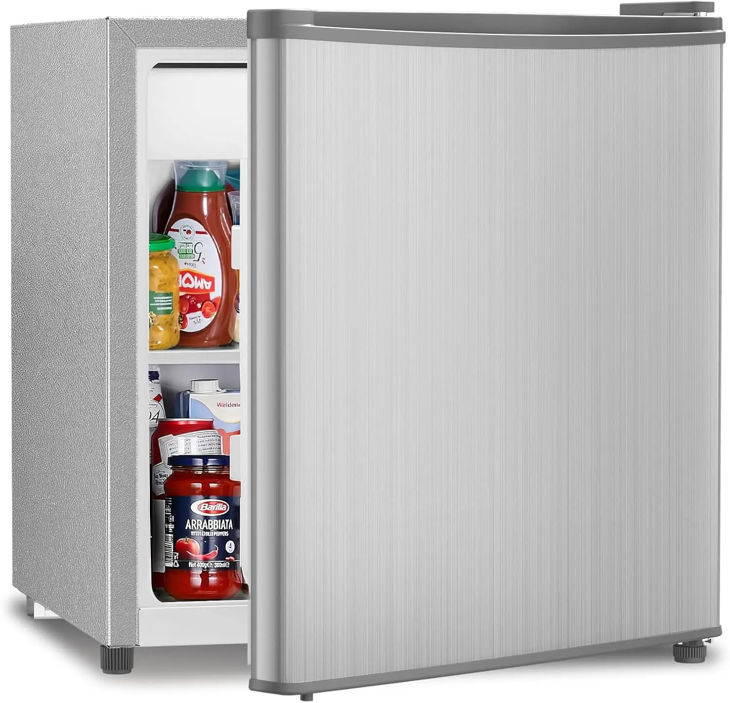 

NO.① Mini Fridge with Freezer, 1.4 Cu. Ft Compact Refrigerator, Dorm Fridge, Single Reversible Door, Removable Glass S