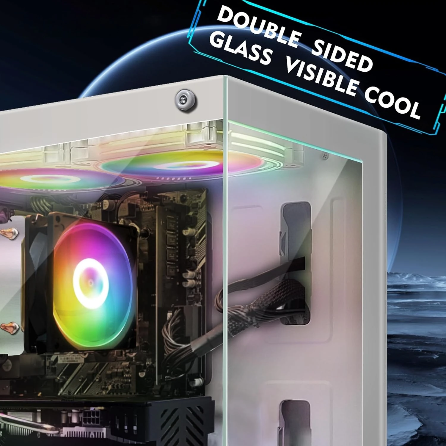 كمبيوتر مكتبي للألعاب، AMD Athlon 3000G 3.5G، Radeon RX 580 16G GDDR5، 16G DDR4، 1T SSD، 600M WiFi، BT 5.0، RGB Fan x 3، جديد