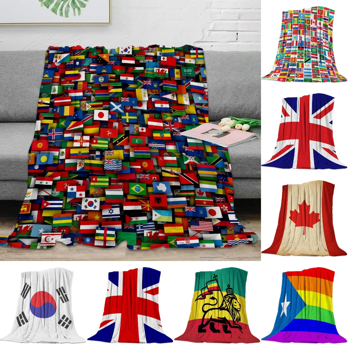 Flags Of All Countries  The World Nap Flannel Blankets Super Soft Cozy Throw Blanket Warm Bedspread Travel Sofa Cover Queen