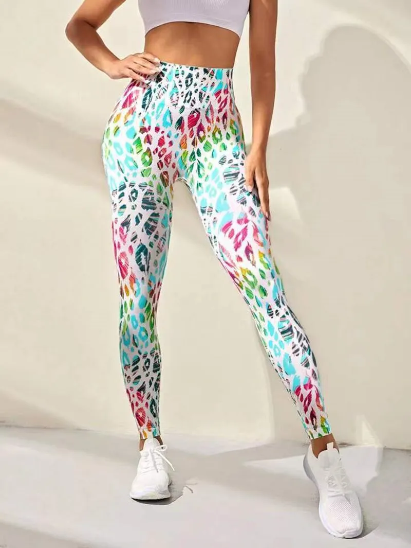 Calças esportivas Tie Dye com impressão 3D para mulheres, leggings sem costura, cintura alta, fitness, push up, roupas de ginástica, calças justas,