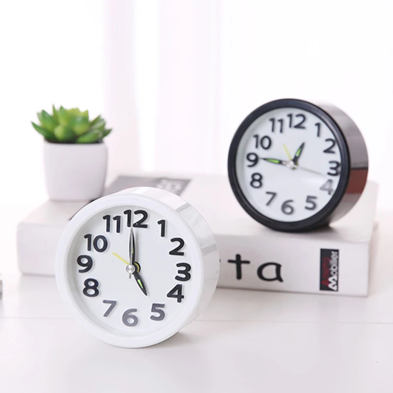 Square Round Alarm Clock Small Silent Table Alarm Clock Wake Up Clock Battery Powered Portable Alarm Clock