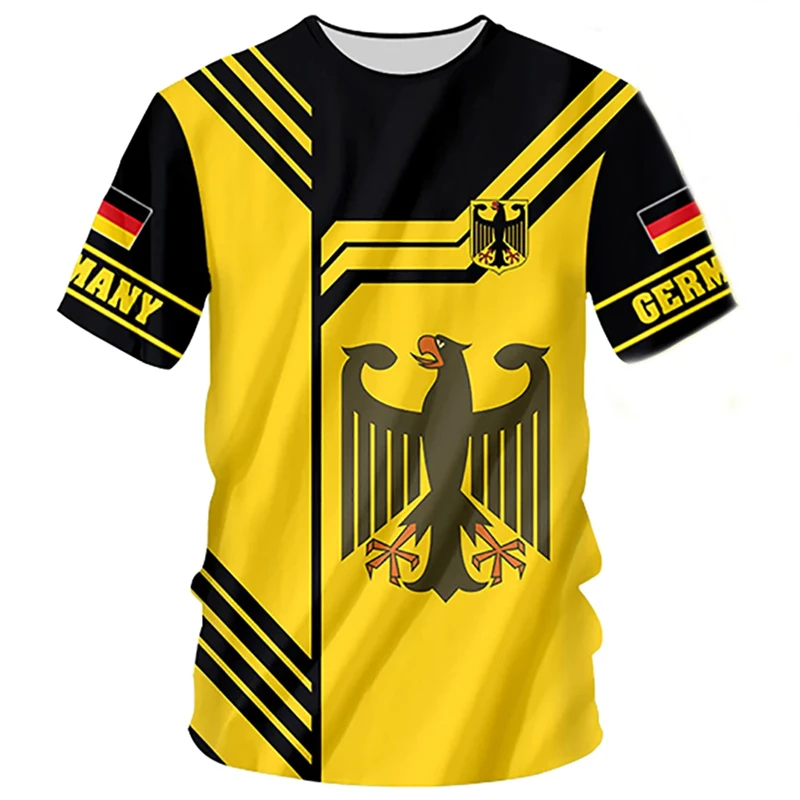 Germany National Flag Harajuku Graphic Men's T-shirts Summer Quick Dry Material Tops Fashion O-neck Oversized Short-sleeved Tees