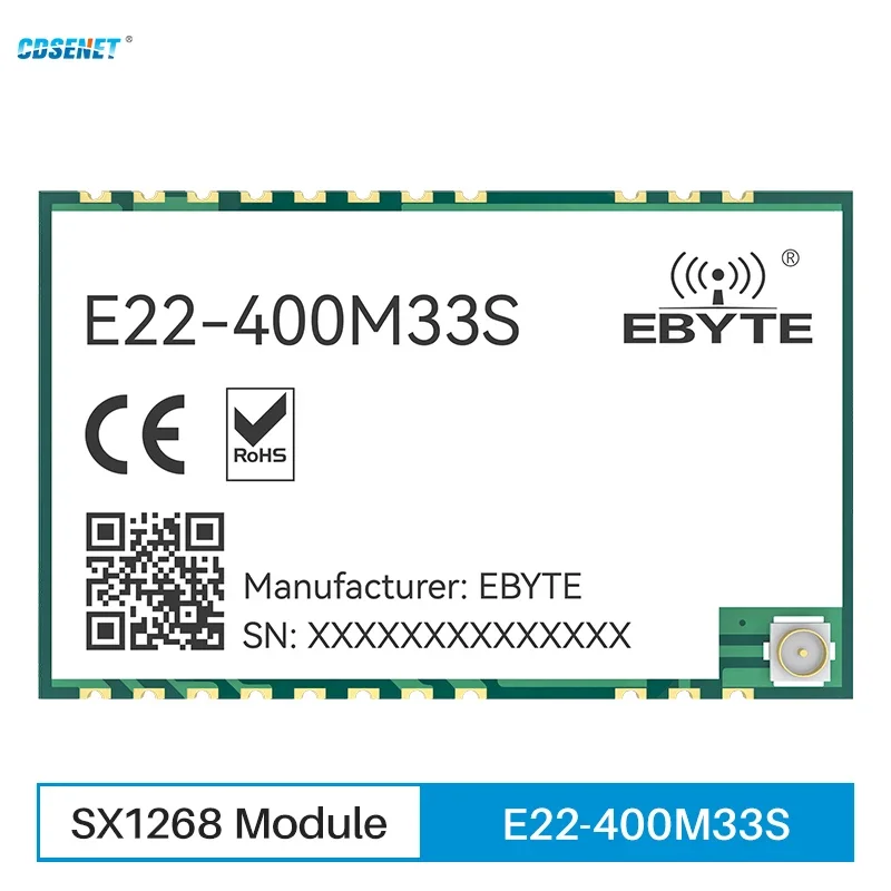 

SX1268 433MHz Lora Wireless RF Transceiver Module CDSENET E22-400M33S Low Power 33dbm Long Distance 16KM SMD IPEX/Stamp Holes