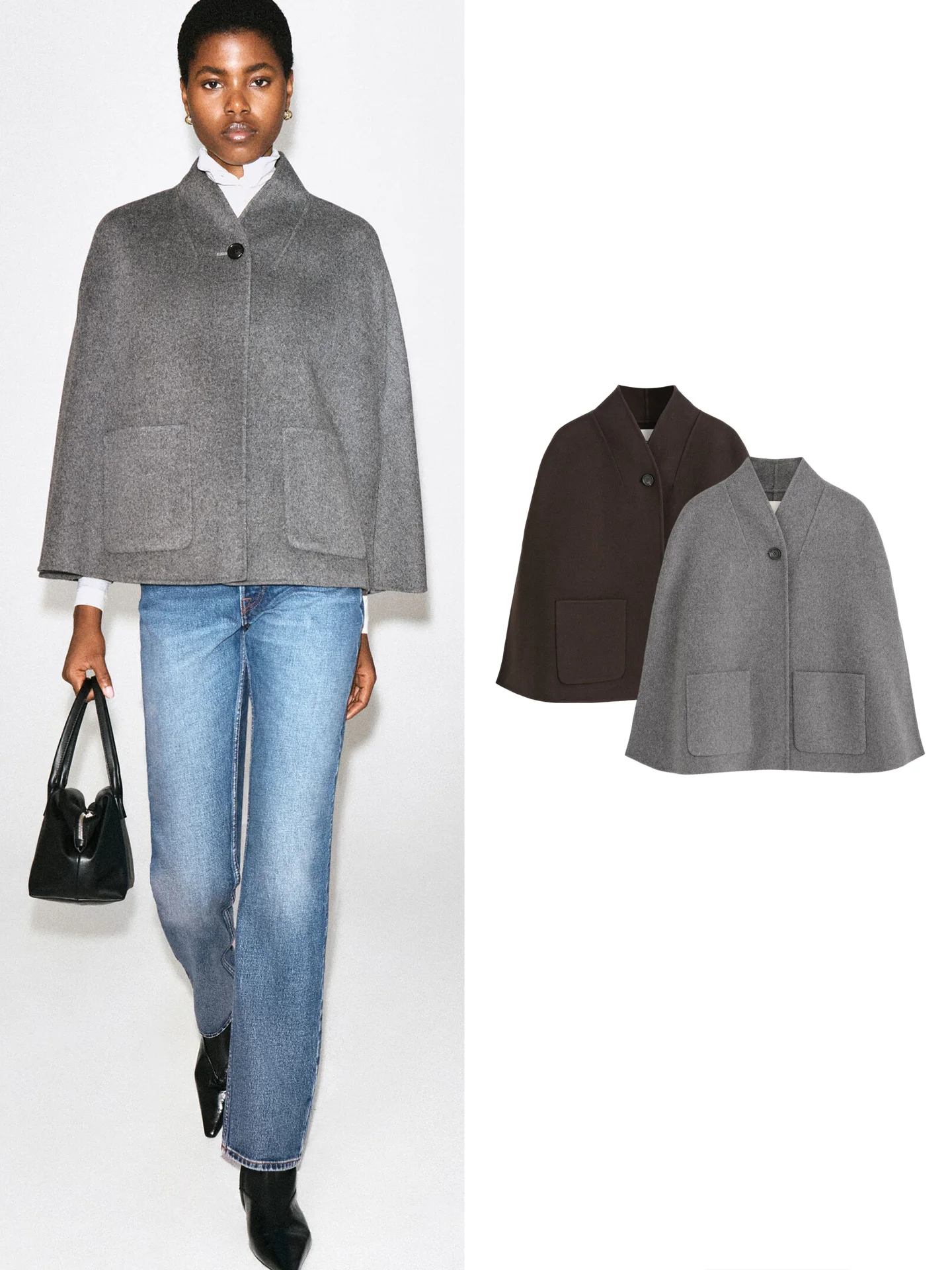 New Autumn Casual Style One Button Commuter Wind Coat Double Sided Design Cloak Outerwear Loose Fit Polyester Fiber