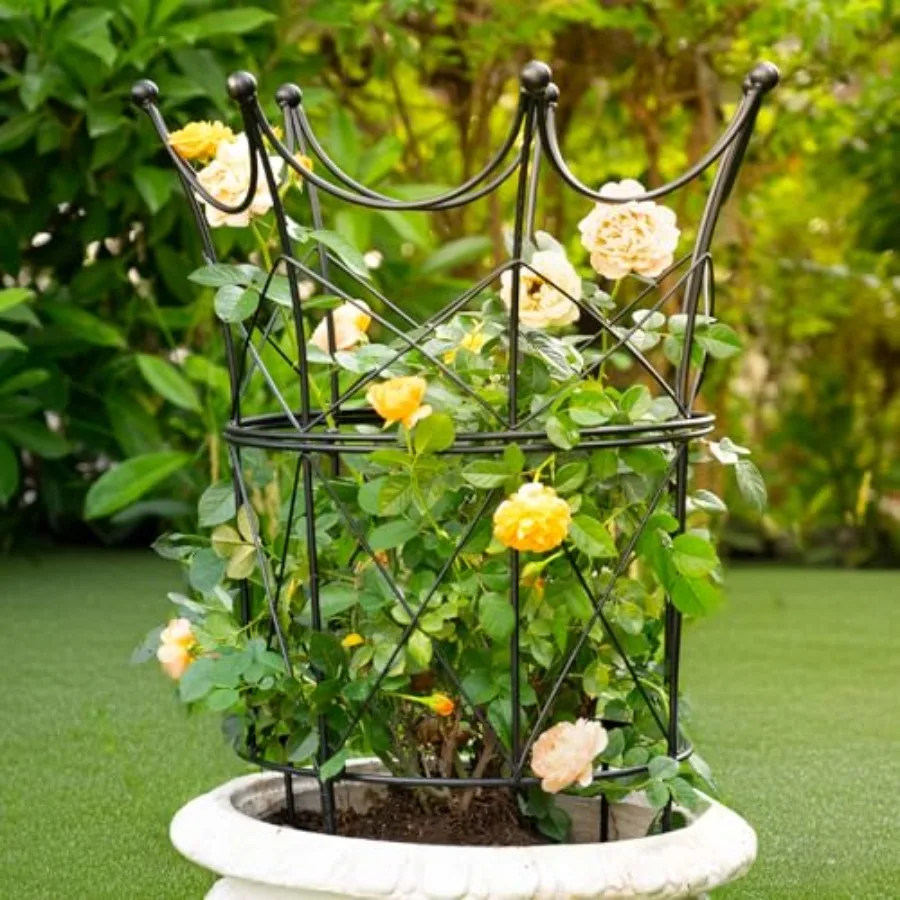 Outdoor Peony Supports, Galvanized Steel, Black, 18.5 × 22.9in Dahlia Stakes With Elegant Design And Rust-Resistant Durability