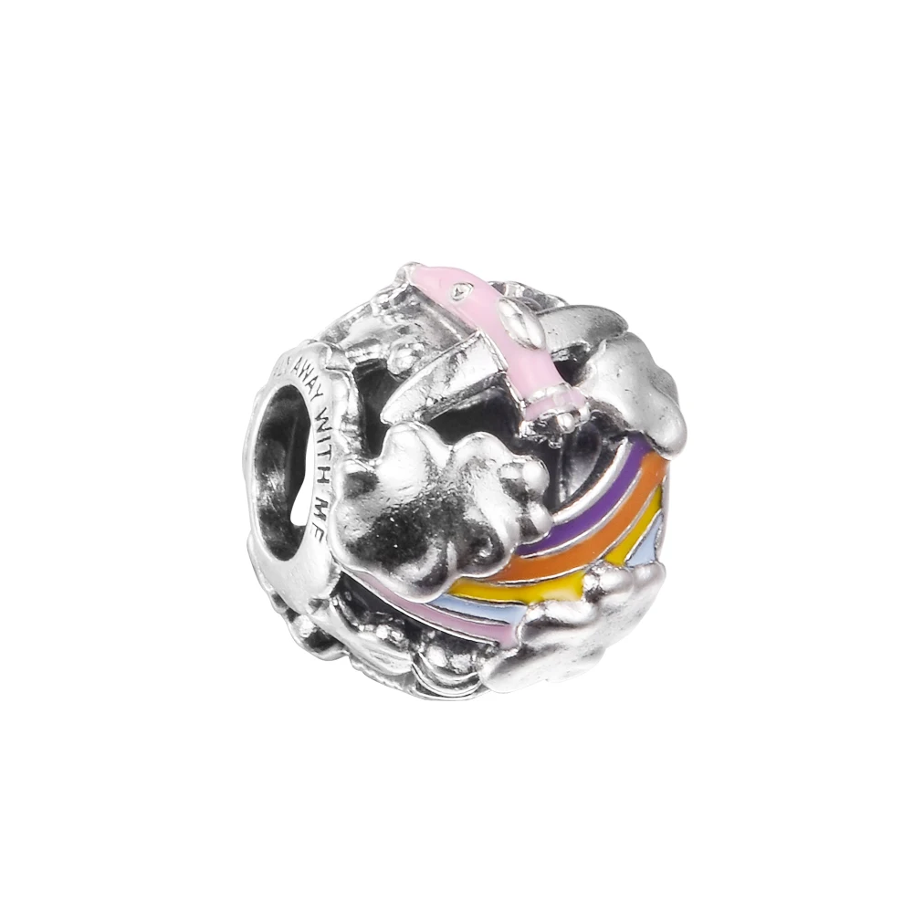 

Fantasy Tour Hot Air Balloon Rainbow Keychain Women's Jewelry 925 Sterling Silver Charms Woman Kids Fashion Make Up Accessories
