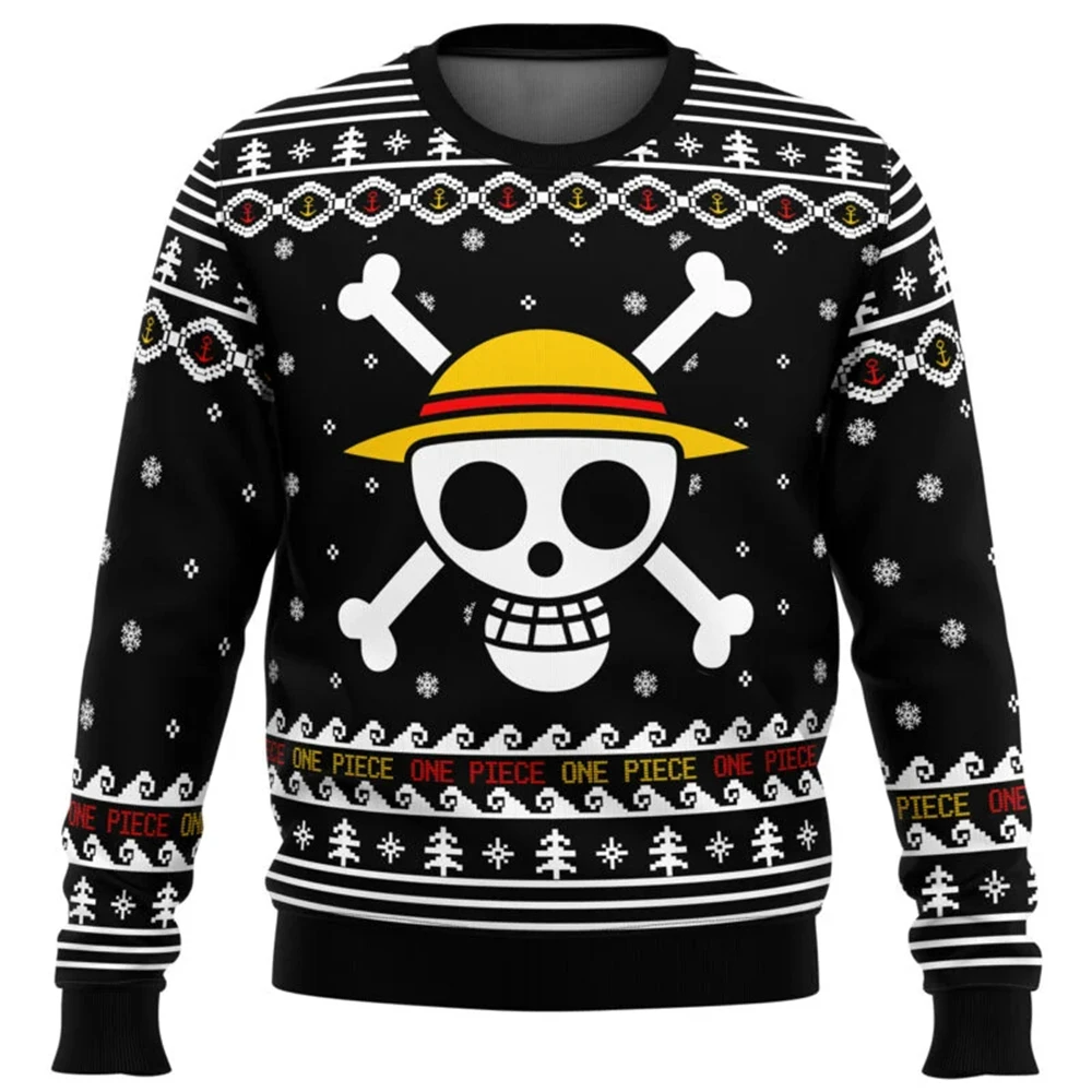 

Straw Hat Pirates Ugly Christmas Sweater Men Women Pullover Hot Sale Round Neck Top Christmas Clothing 2025 New Sweatshirt