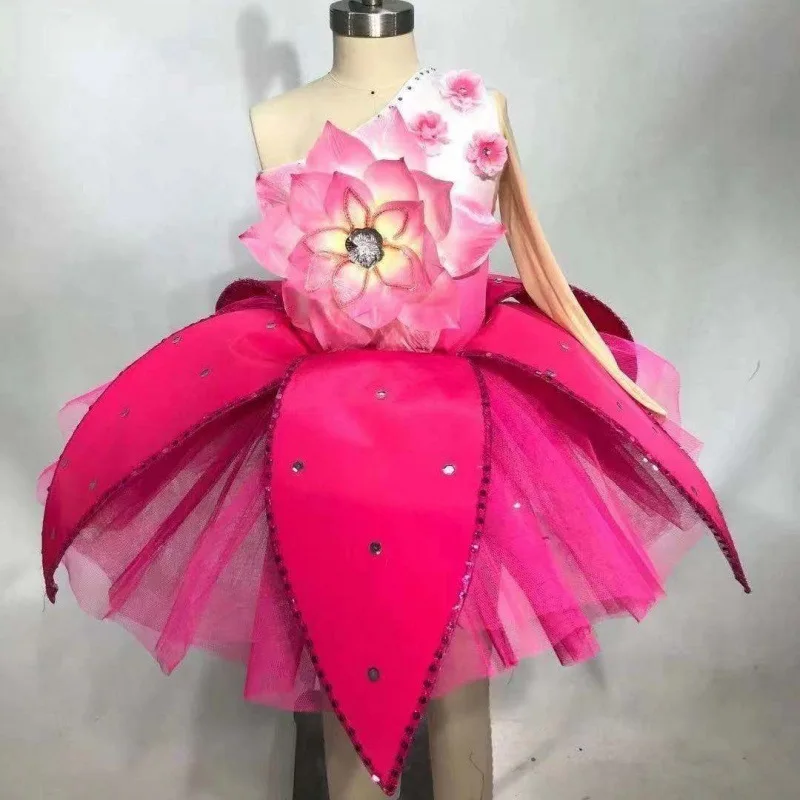 

Children's Ballet Dance Performance Costume, Flower Girl Ethnic Opening Dance Performance, T-stage Walking Costume