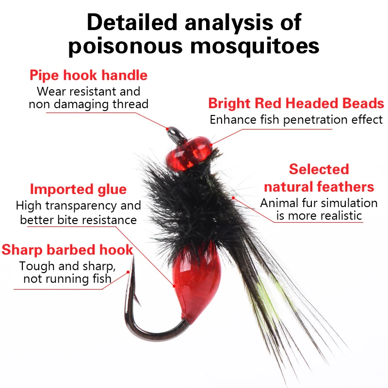 Premium Fishhooks Bait Lures Set With Fly Flies And Simulated Mosquitoes For Fishing Outdoor