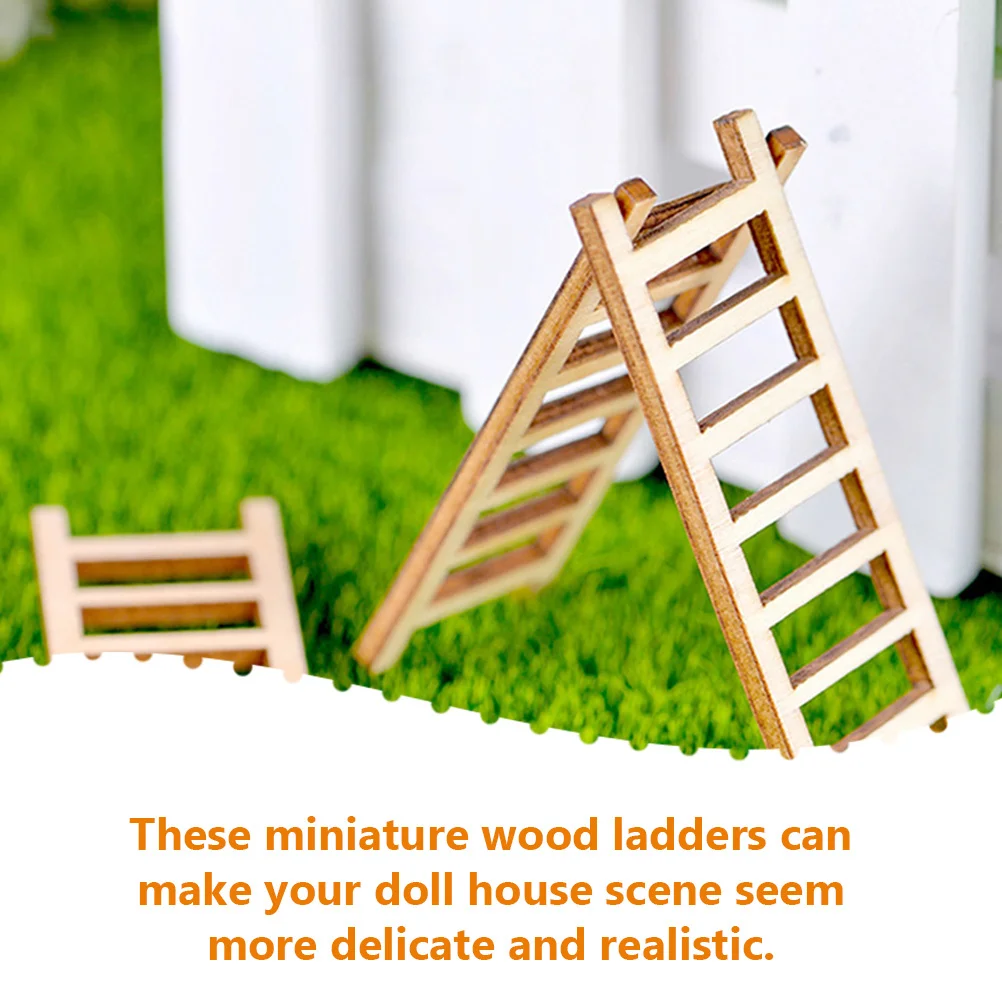 

20 Pcs Micro Landscape Ornament Mini House Accessories Dollhouse Miniatures Wooden Ladder Furniture