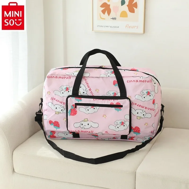 MINISO 2024 New Hello Kitty Large Capacity Storage Travel Bag Women's High Quality Oxford Spinning Mommy Luggage Bag