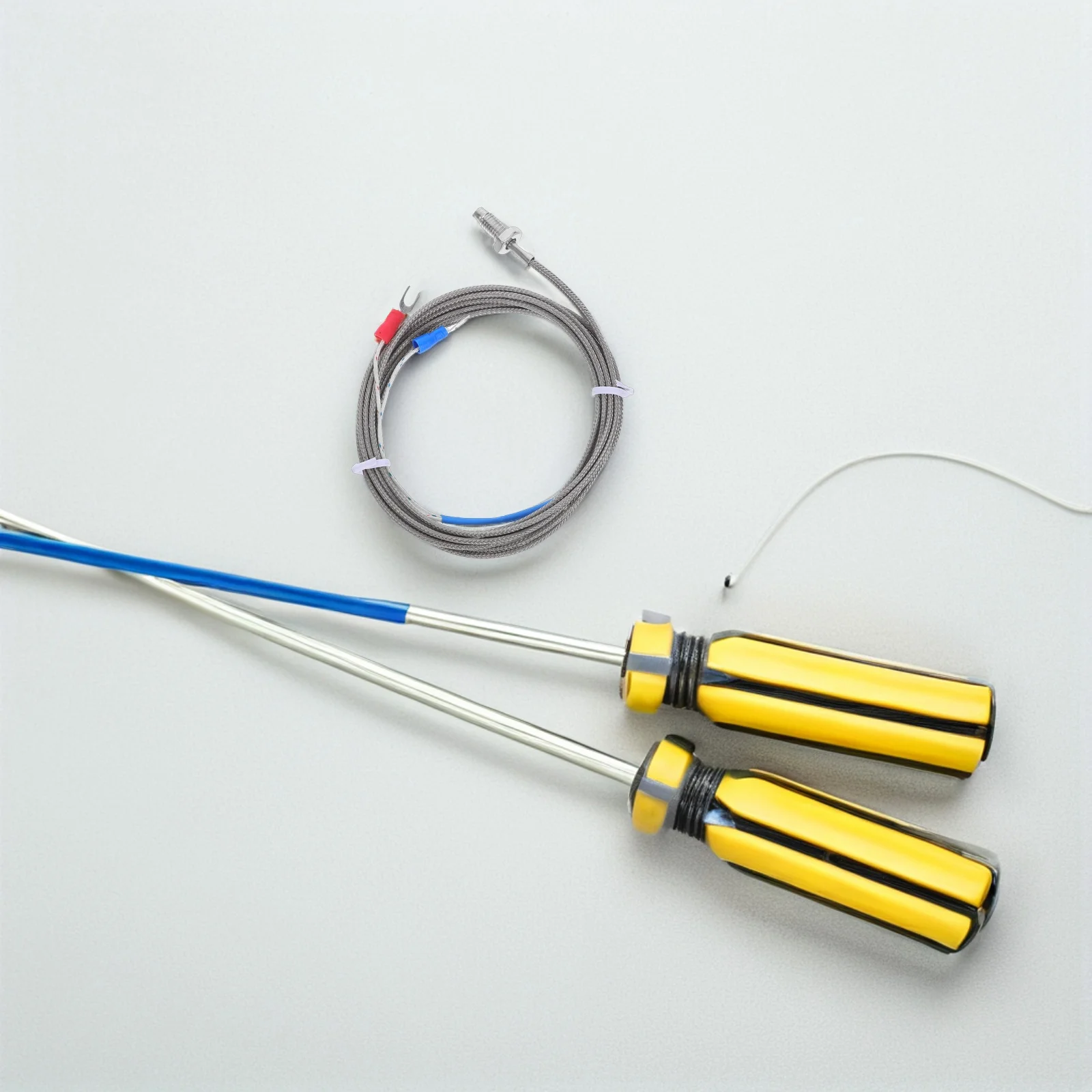 

2Pcs K Type Temperature Sensor Probe with M6 Thread 2 Meters Cable High Accuracy for Industrial Mechanical Systems Silver