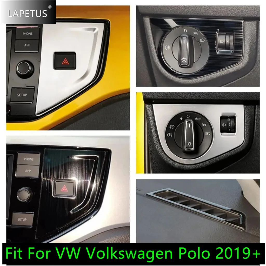 

For VW Volkswagen Polo 2019 - 2023 Auto Accessories Dashboard Air AC Outlet Vents / Head Lamps / Warning Lights Decor Cover Trim