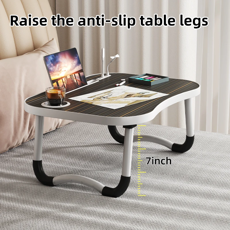 مكتب سرير للكمبيوتر المحمول، مكتب كمبيوتر محمول قابل للطي مع أدراج/USB/أضواء صغيرة/مروحة، مكتب سرير دراسة، أريكة/مكتب مكتب أرضي، مناسب لـ #3
