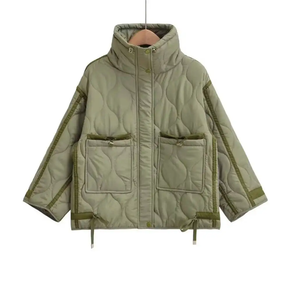 Veste légère en coton pour femme, vêtement Simple, ample, chaud, coupe-vent, col montant, nouvelle collection hiver 2025