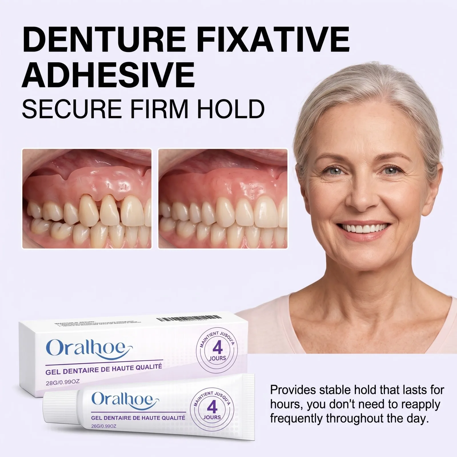 Denture Fixative Adhesive Secure Firm Hold Relieves Gum Discomfort Blocks Food Debris Long Lasting Prevent Denture Loosen 28g