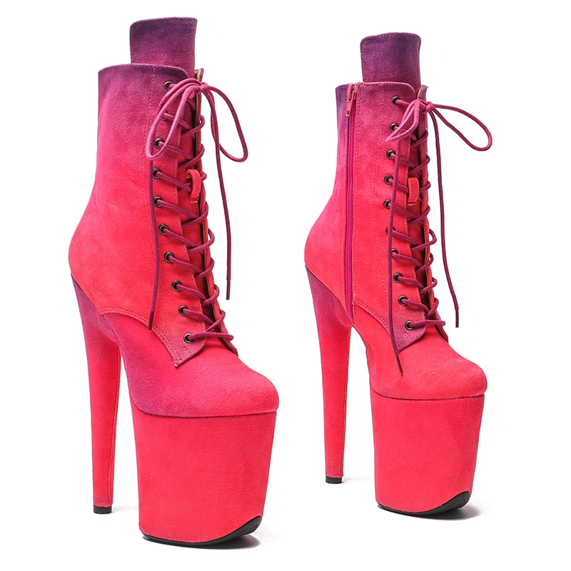 Leecabe  20CM/8Inch Suede gradation color  upper Trend fashion high heel platform stripper heel  Pole Danceboots