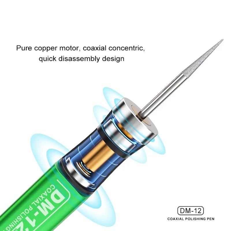 ABNL Electric Grinding Pen With 7 Grinding Heads For Mobile Repair And IC Chip Polishing Rechargeable Mini Polishing Pen
